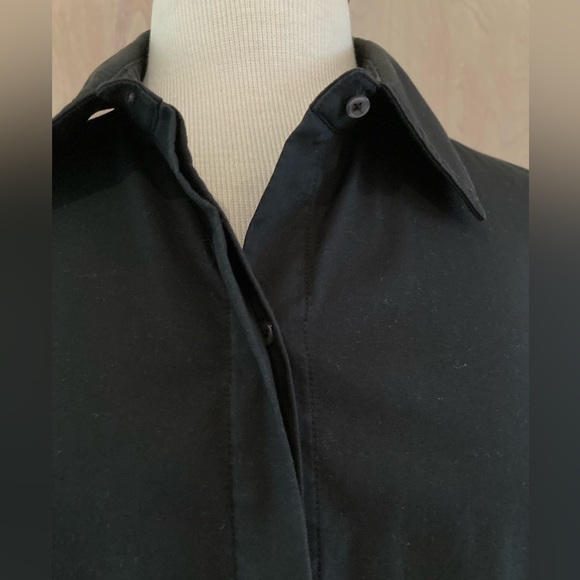 Black Button Up Puff Sleeve Blouse - Picture 3 of 7